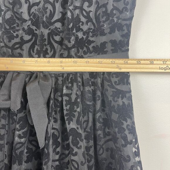 Plenty by Tracy Reese Dress Sz 6 Black Damask Burnt Velvet Whimsigoth Witchy - Picture 14 of 15